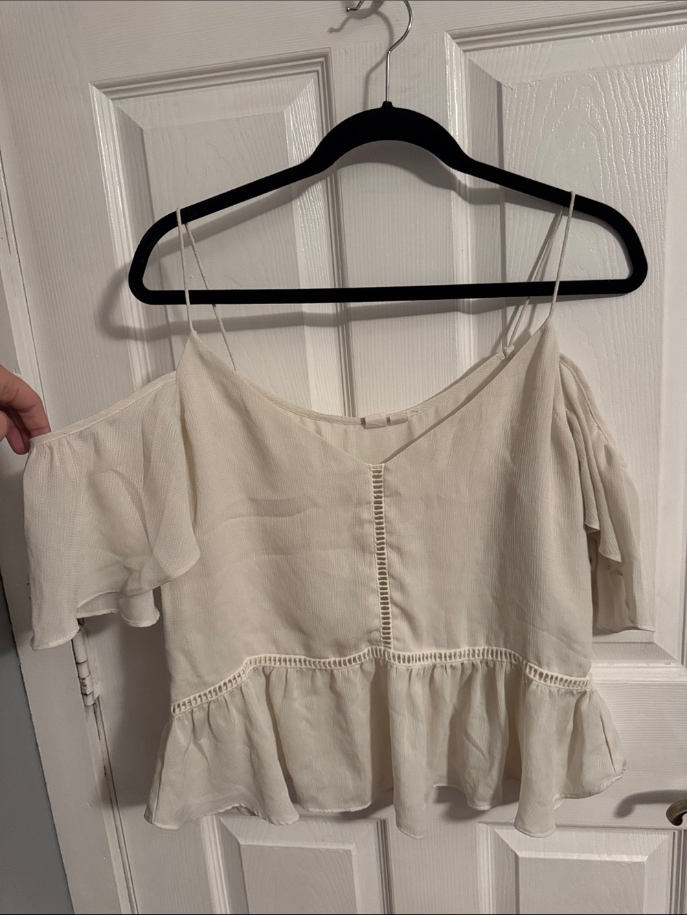 Off-Shoulder Cream Ruffle Women's Top